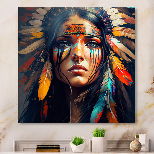 Bungalow Rose Colorful Native American Woman VI On Metal Print Wayfair